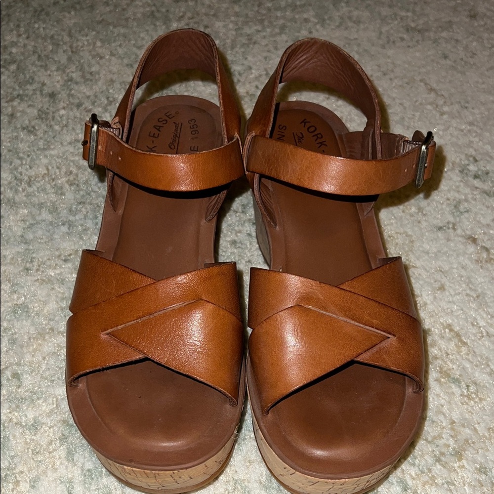 EUC Kork-Ease Tan Leather Strappy Sandals